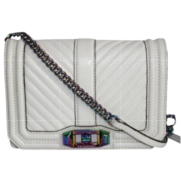 Rebecca Minkoff Off White chevron quilted Crossbody with Iridescent hardware - Picture 1 of 10